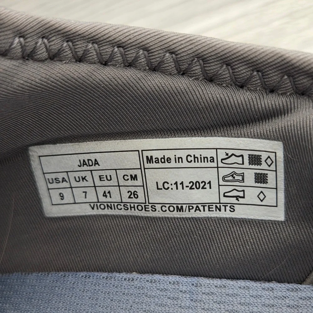Vionic Jada Sneakers Gray Blue Bungee Slip On Walking Shoes‎ Womens 9